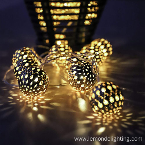 Outdoor Solar Ball Metal Globe String Lights